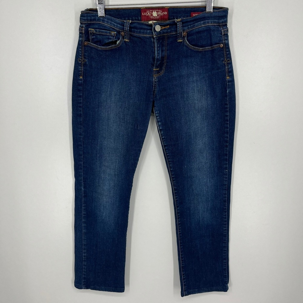 Lucky Brand Sofia Straight Ankle Jeans Dark Wash Blue Denim Womens Size 8/29